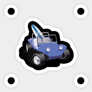 Blue Dune Buggy with Surfboard Front Sticker